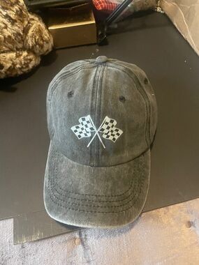 Black race flag baseball hat